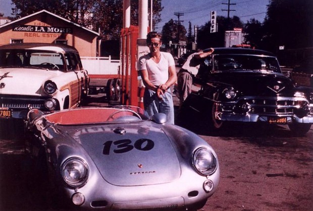 Driving a sports car james dean style icon