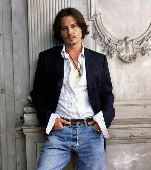 Johnny Depp wearing white dress shirt