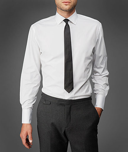 Fitted white button up shirt online
