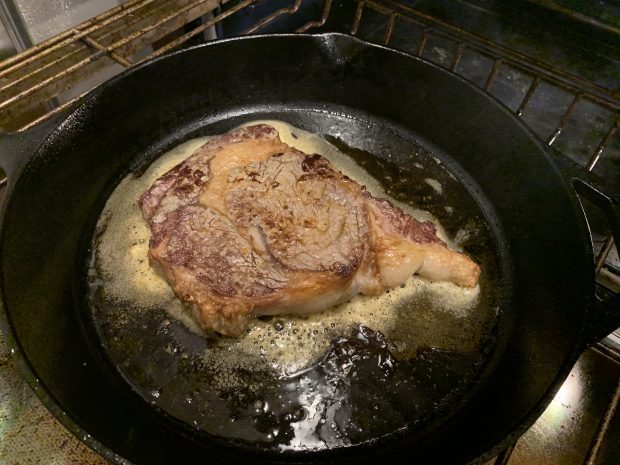 cast iron skillet steak in oven