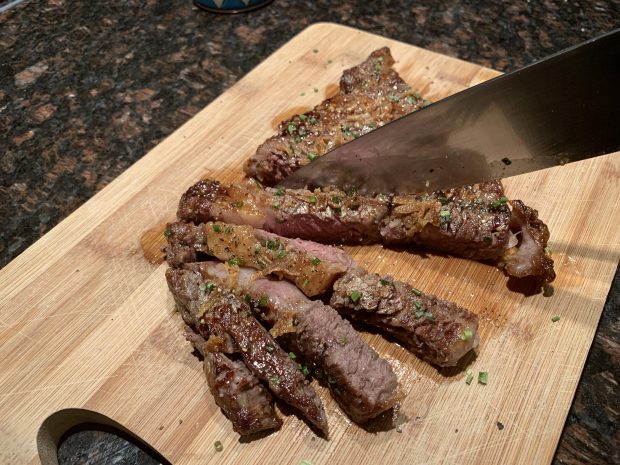cast iron skillet steak serving