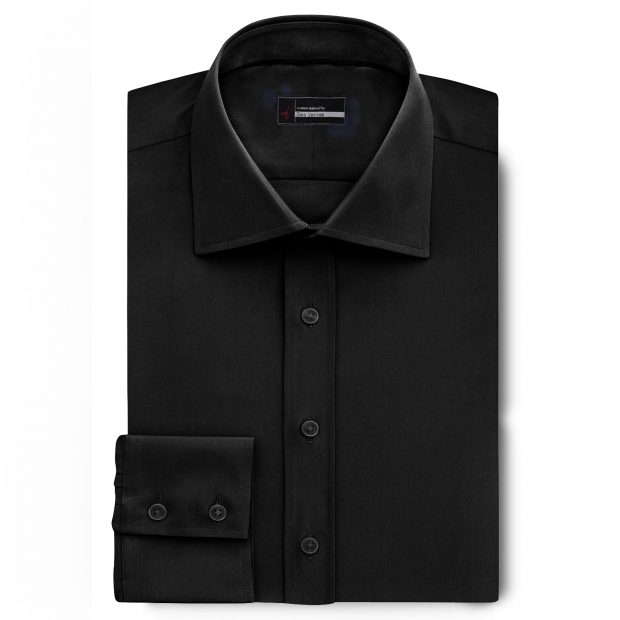 mens black dress shirt with English Spread Collar