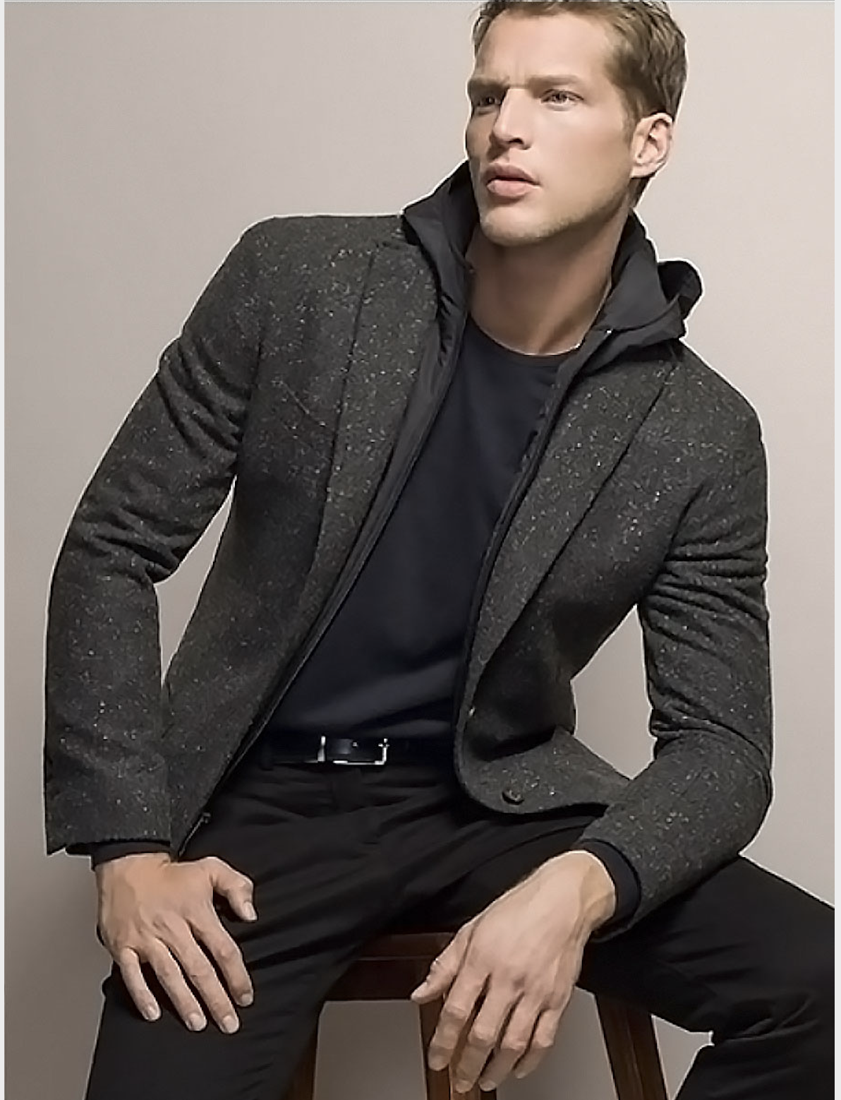 sweatshirt and blazer