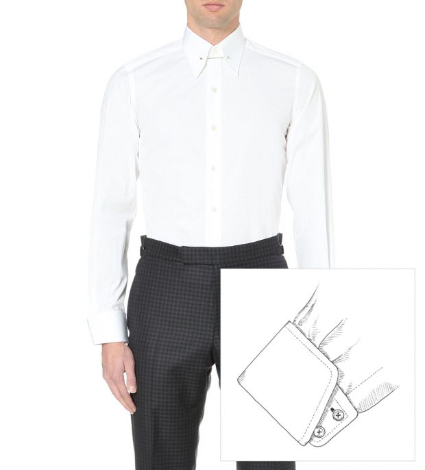 French placket with Bond inspired cocktail cuffs for a Spectre Shirt