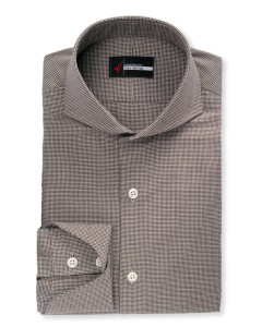 Wessex - Brown Mini Houndstooth Dress Shirt