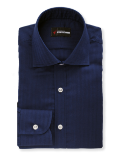 Cortina - Navy Merino Wool Melange Dress Shirt