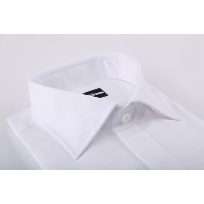 Söktaş Noblesse - White Houndstooth 120s Dress Shirt