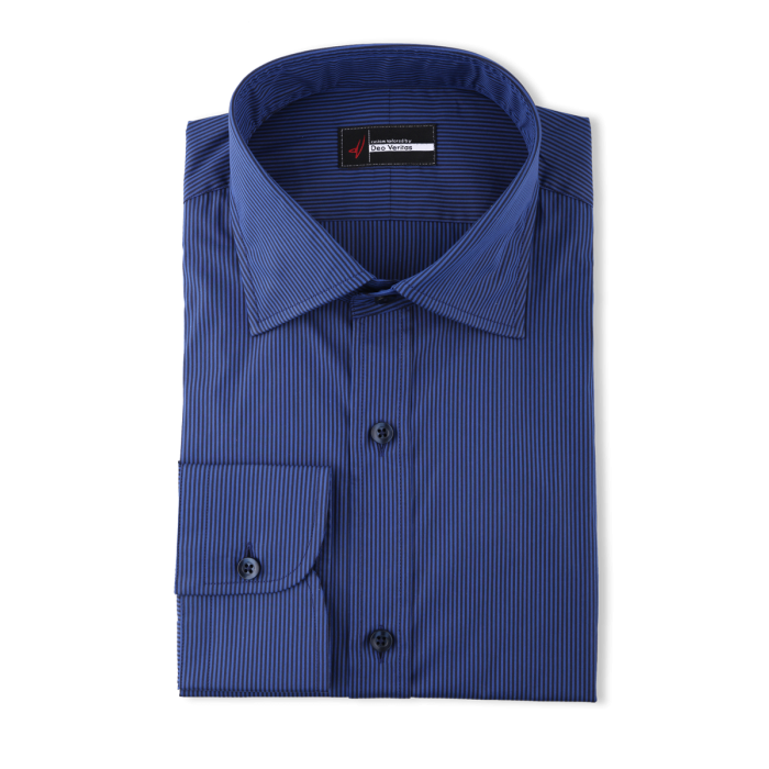navy blue striped dress shirt